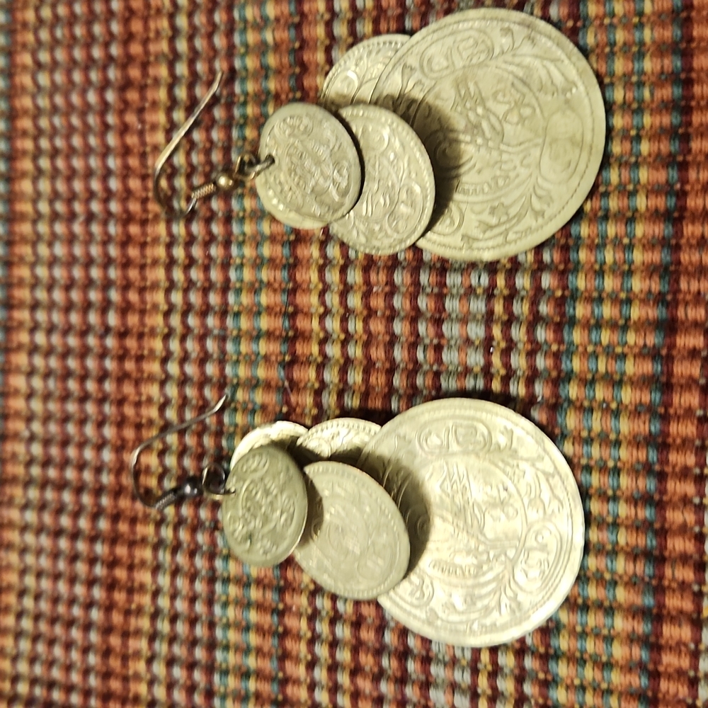 Vintage Brass Coin Earrings